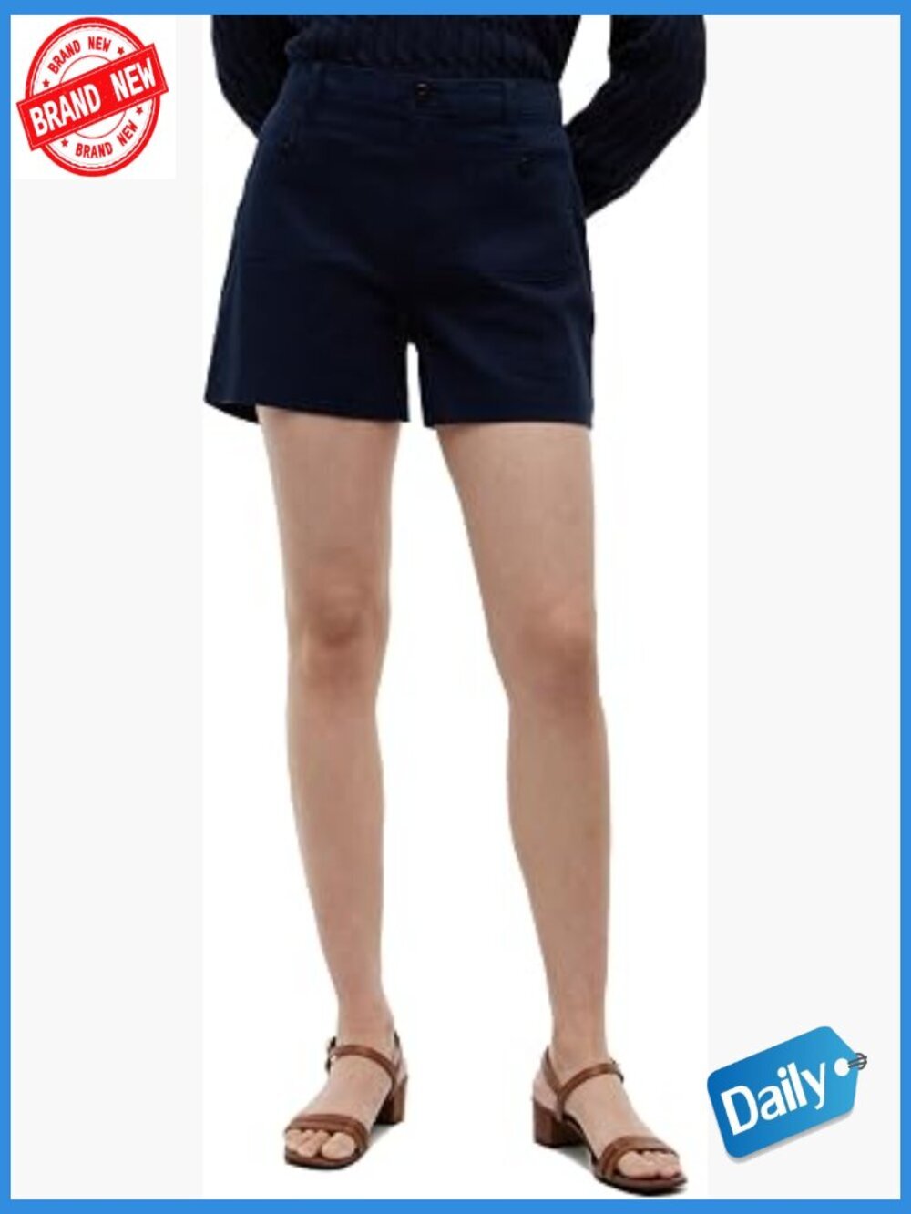 High Waisted Chino Shorts with Pockets Cotton Stretch 3.5" Inseam